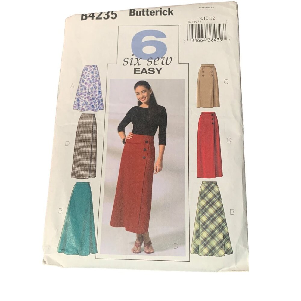 Butterick B4235 Misses Skirts Pattern Sizes 8 10 12 Long & Midi Lengths uncut